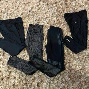 Lot of (4) Black Leggings XS extra small Like New